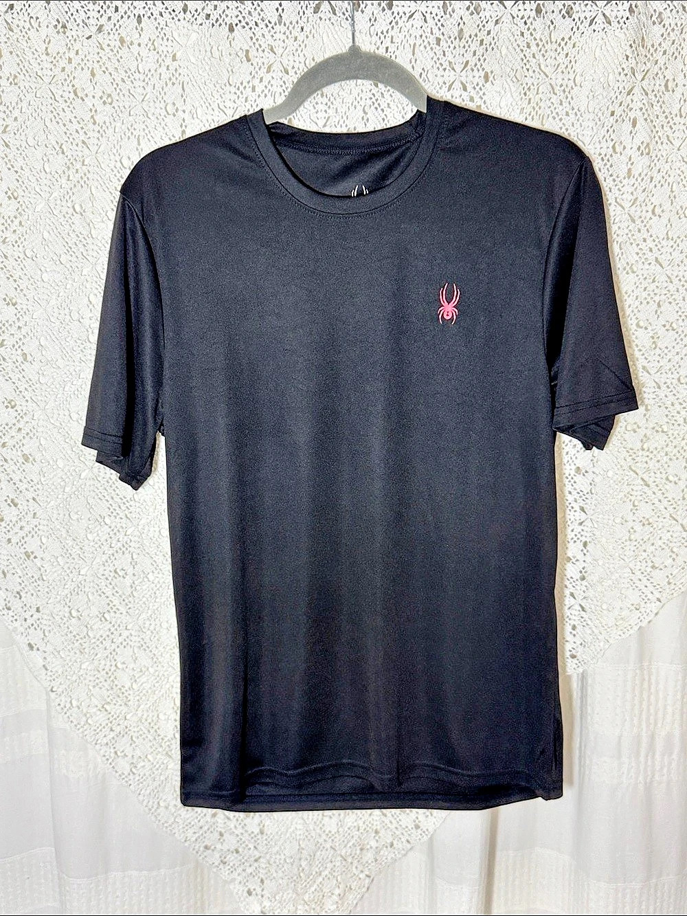 Spyder Active Short Sleeve Tee Men's Black Polyester Tee Size Medium
